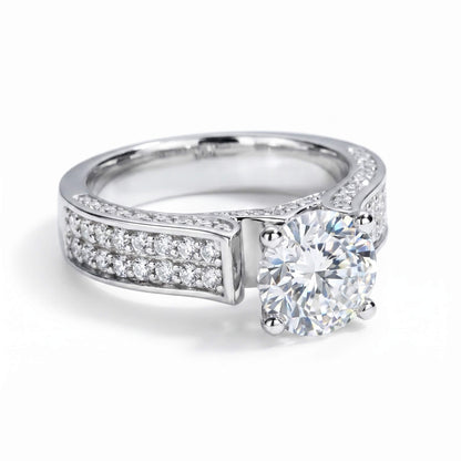 2 Carat Round Cut Statement Pavé Moissanite Ring