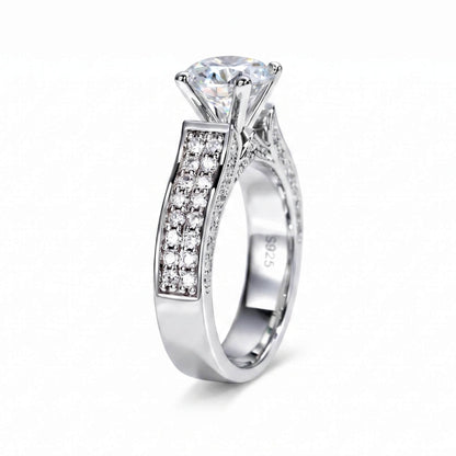 2 Carat Round Cut Statement Pavé Moissanite Ring