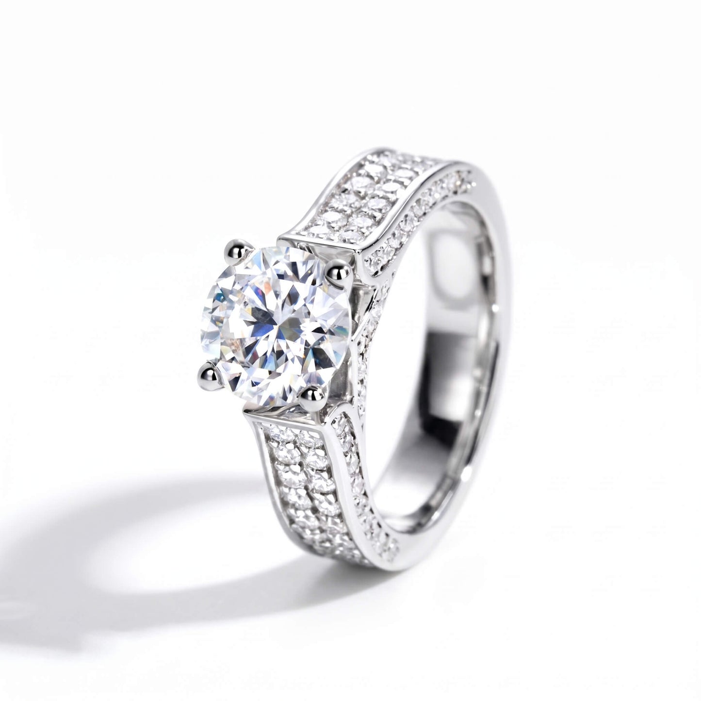 2 Carat Round Cut Statement Pavé Moissanite Ring