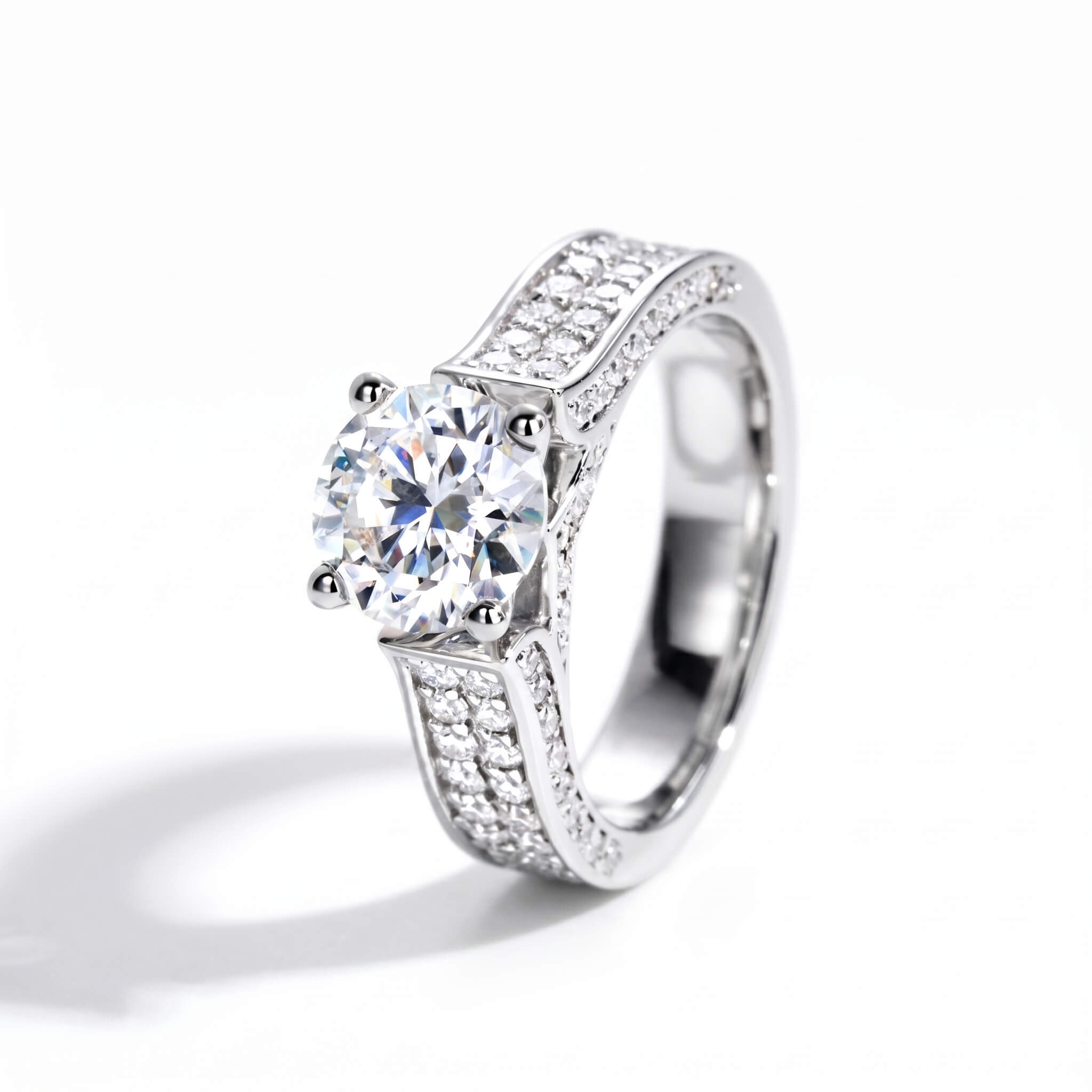 2 Carat Round Cut Statement Pavé Moissanite Ring Aura Diamonds