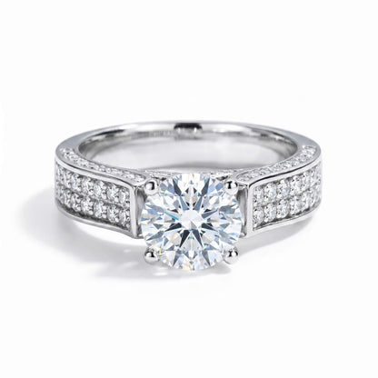 2 Carat Round Cut Statement Pavé Moissanite Ring