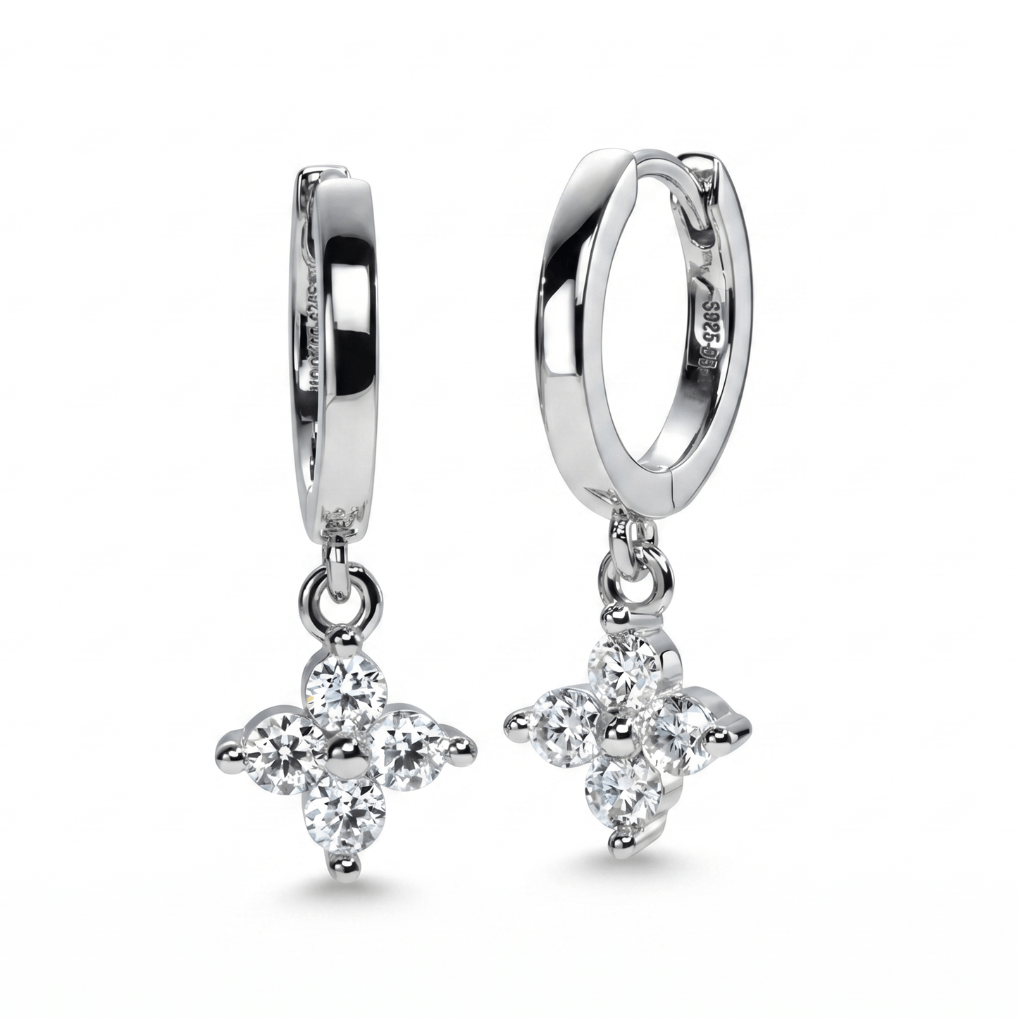 Clover Huggie Earrings | Premium Moissanite