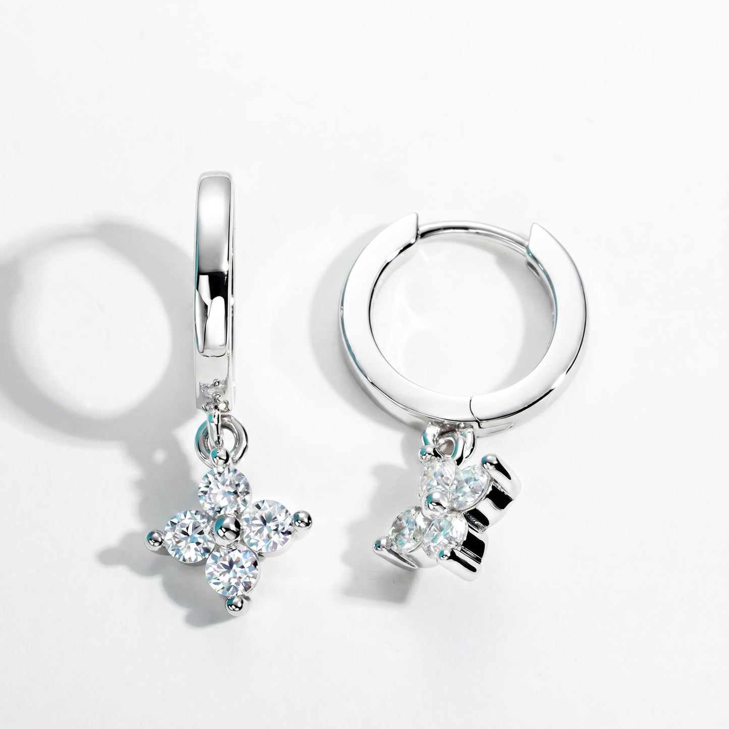 Clover Huggie Earrings | Premium Moissanite