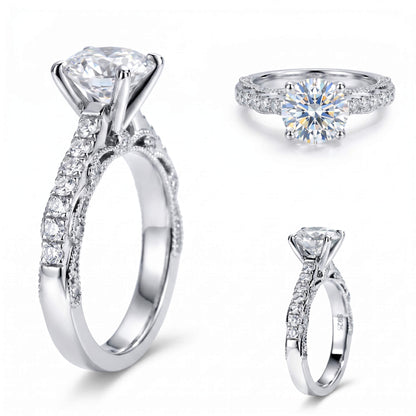 2 Carat Heritage Round Moissanite Vintage-Inspired Engagement Ring