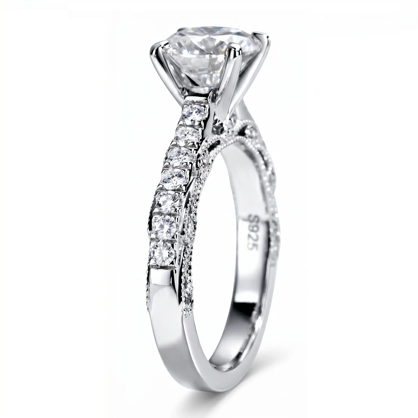 2 Carat Heritage Round Moissanite Vintage-Inspired Engagement Ring Aura Diamonds