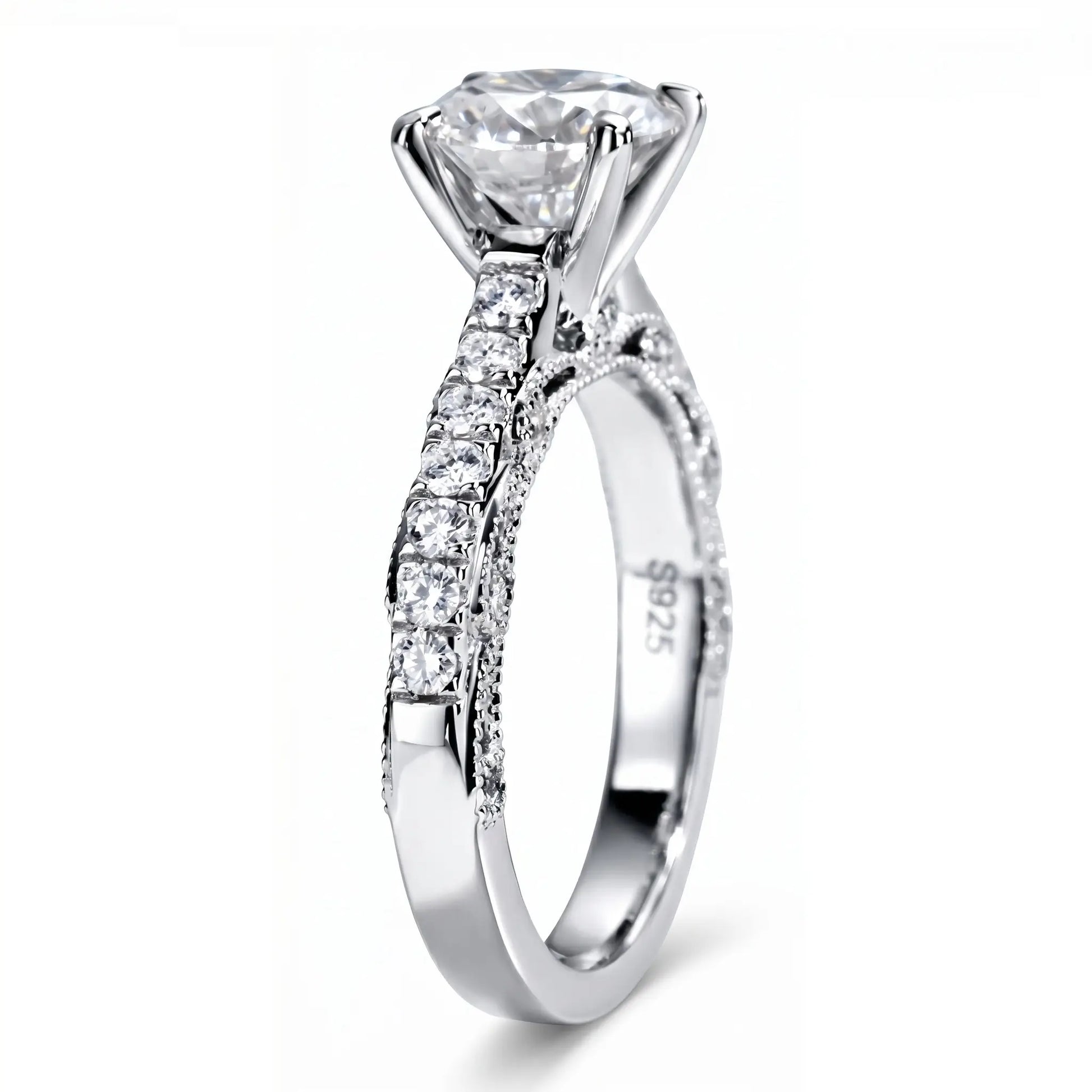 2 Carat Heritage Round Moissanite Vintage-Inspired Engagement Ring Aura Diamonds