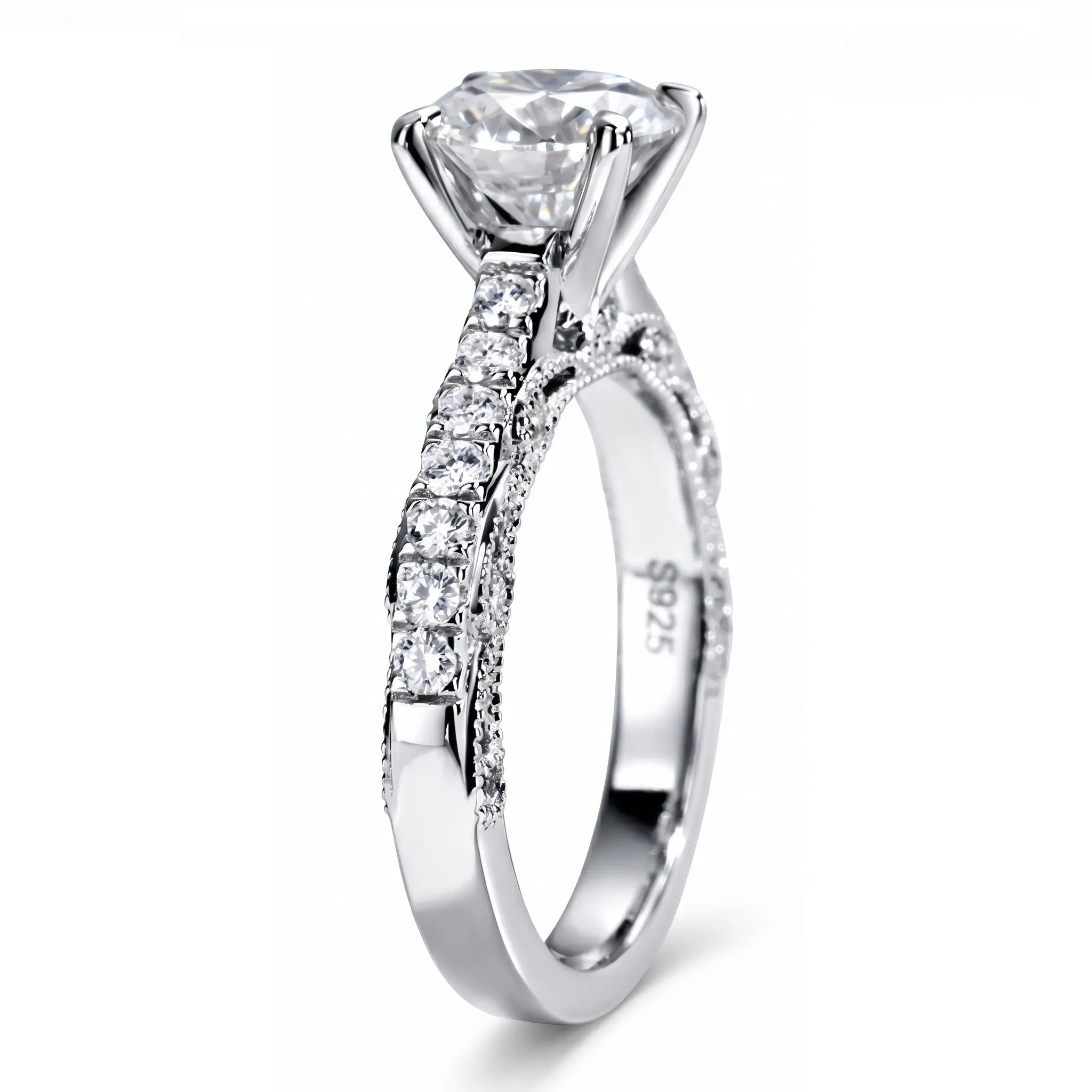 2 Carat Heritage Round Moissanite Vintage-Inspired Engagement Ring Aura Diamonds
