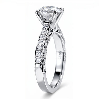 2 Carat Heritage Round Moissanite Vintage-Inspired Engagement Ring Aura Diamonds