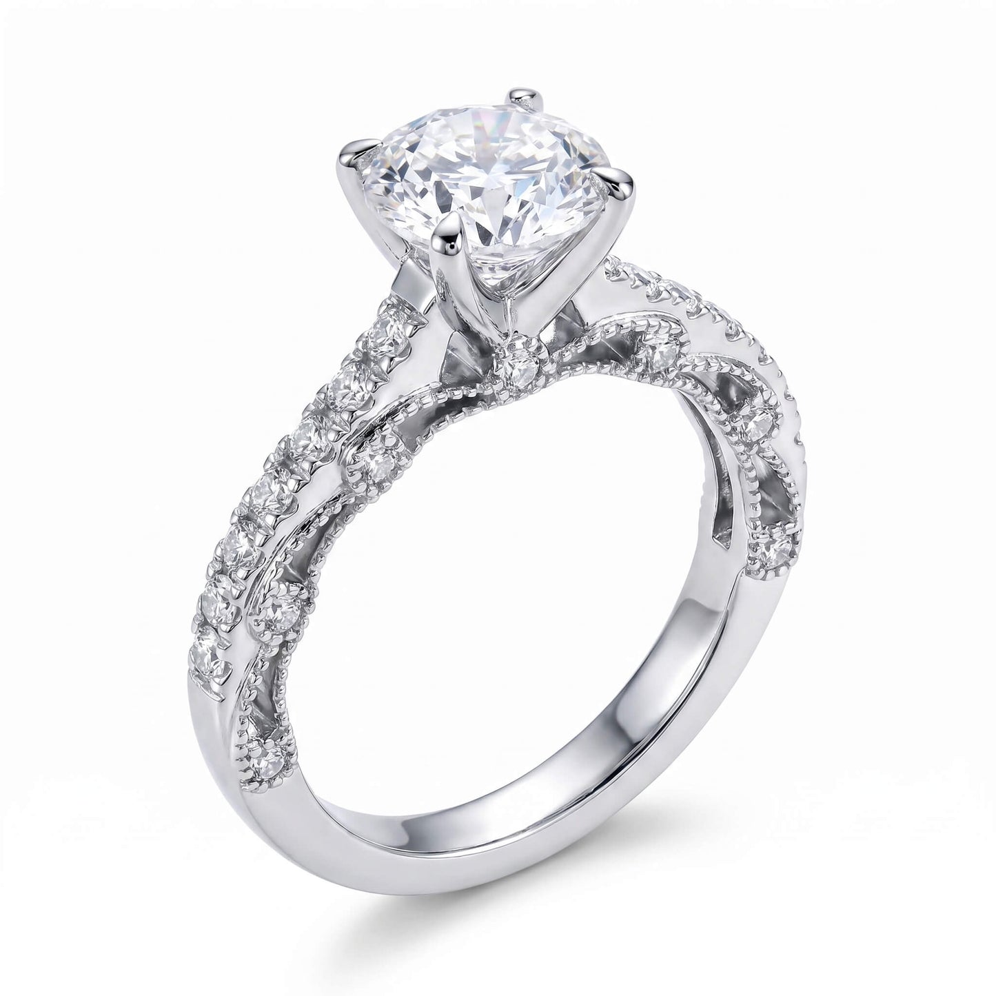 2 Carat Heritage Round Moissanite Vintage-Inspired Engagement Ring