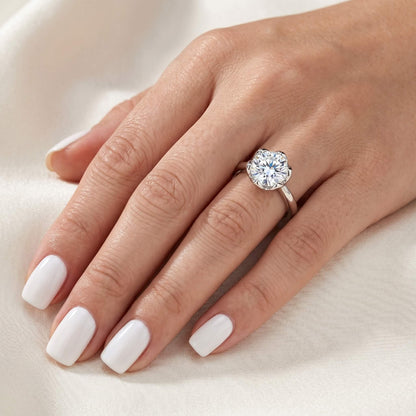 3 Carat Tulip Floral Round Moissanite Engagement Ring