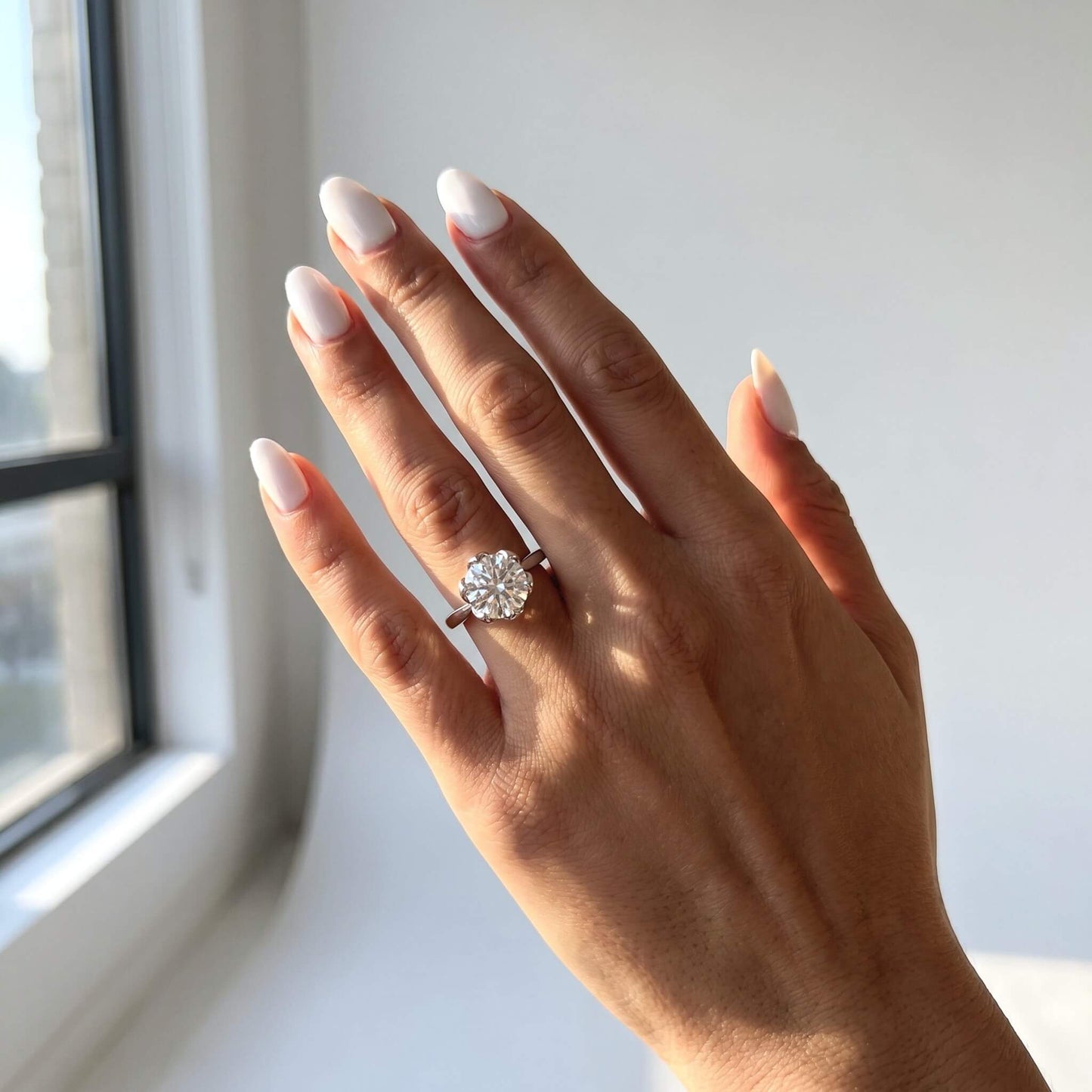 3 Carat Tulip Floral Round Moissanite Engagement Ring