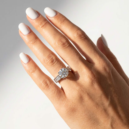 2 Carat Round Cut Statement Pavé Moissanite Ring