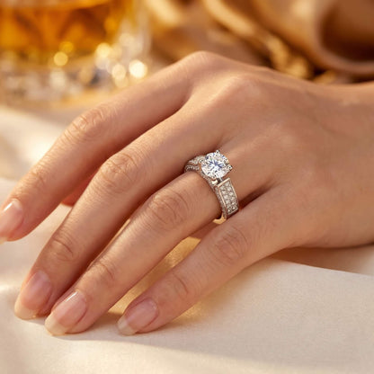 2 Carat Round Cut Statement Pavé Moissanite Ring