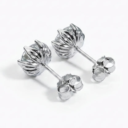 Tulip Solitaire Stud Earrings - 2.00ctw Brilliant Moissanite [2x 1CT]