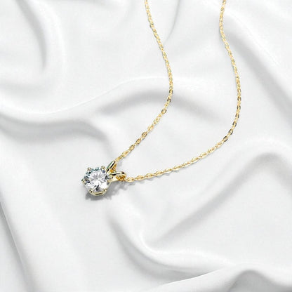 1CT/3CT/5CT Classic Pendant with Chain - Moissanite (Rhodium Plated)