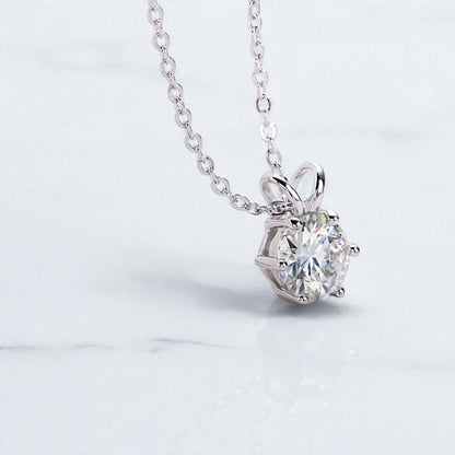 1CT/3CT/5CT Classic Pendant with Chain - Moissanite (Rhodium Plated)