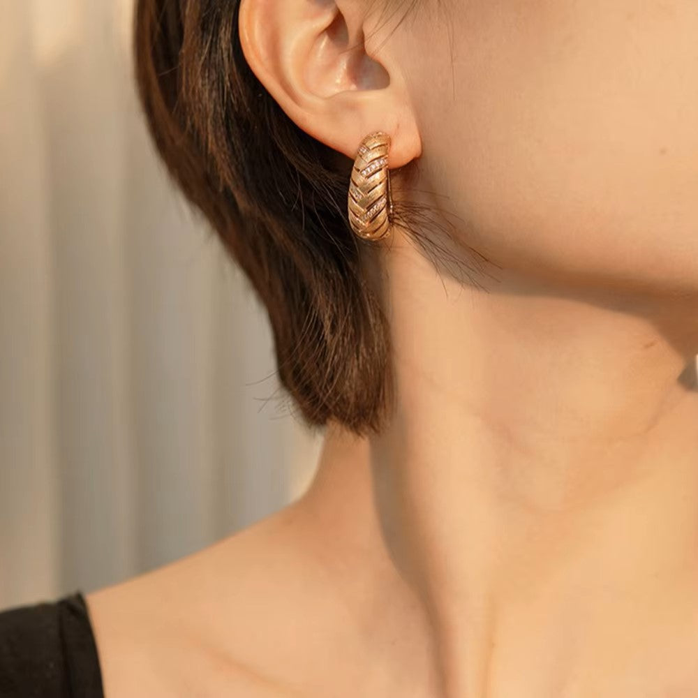 Luxury Alexis Hoop Earrings - Gold Vermeil Aura Diamonds