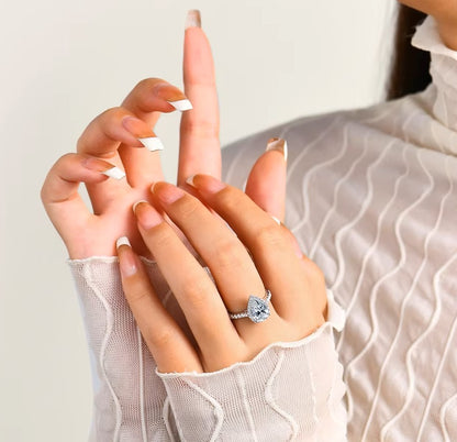 Luxury 2 Carat Pear Halo Ring with Pavé Band