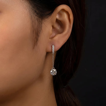 Cascade Drop Earrings - 2.00ctw Brilliant Moissanite [2x 1CT]