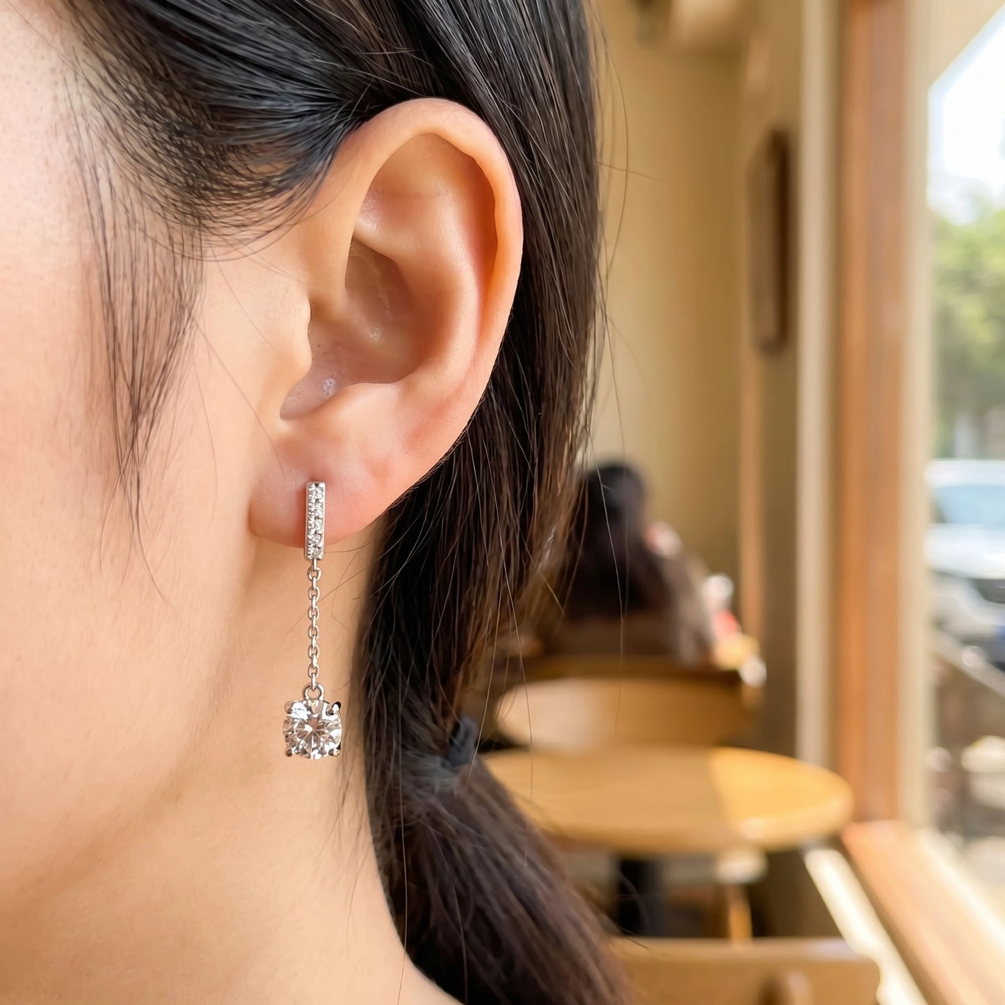 Cascade Drop Earrings - 2.00ctw Brilliant Moissanite [2x 1CT]