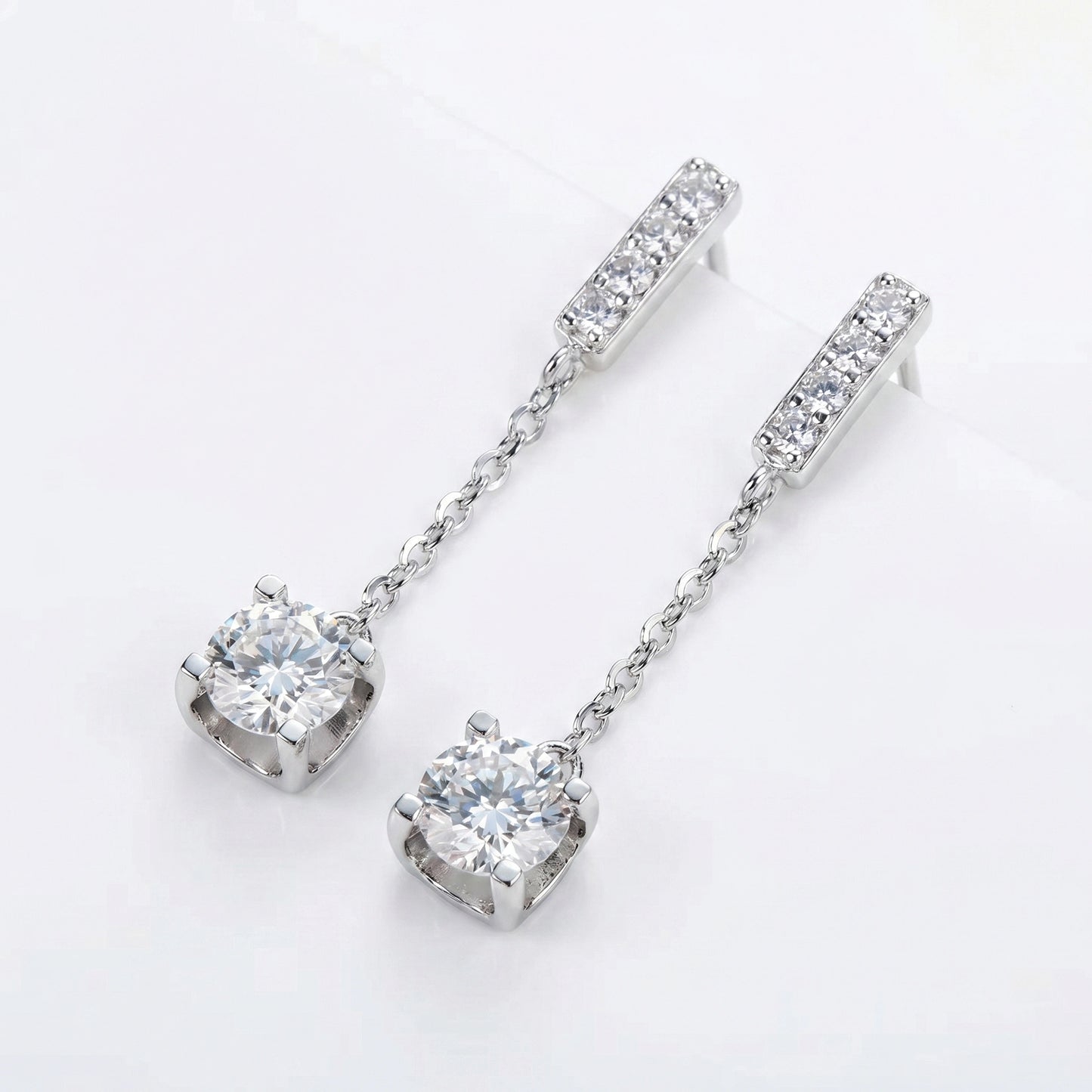 Cascade Drop Earrings - 2.00ctw Brilliant Moissanite [2x 1CT]