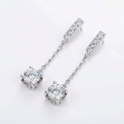 Cascade Drop Earrings - 2.00ctw Brilliant Moissanite [2x 1CT]