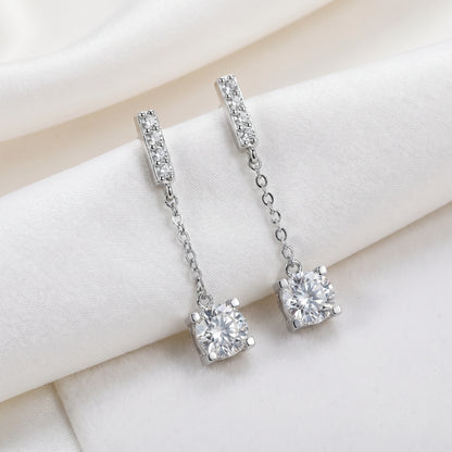Cascade Drop Earrings - 2.00ctw Brilliant Moissanite [2x 1CT]