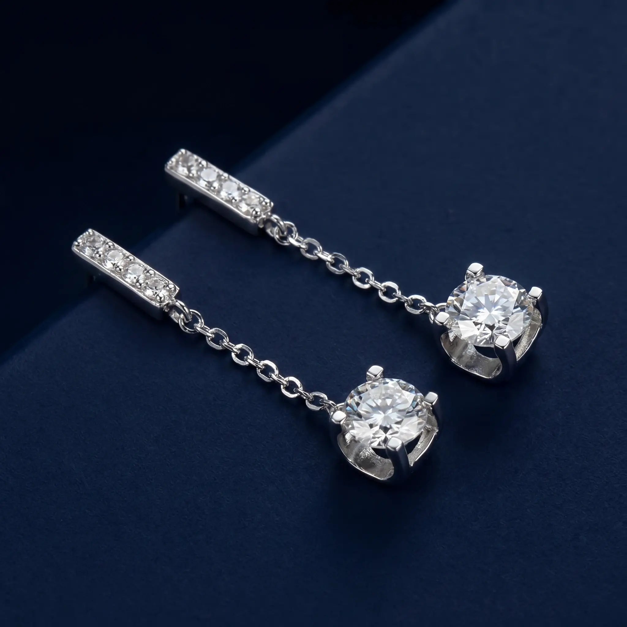 Cascade Drop Earrings - 2.00ctw Brilliant Moissanite [2x 1CT] Aura Diamonds
