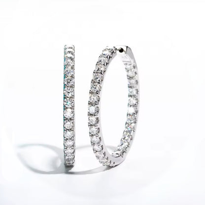 Luxury 5.6 Carat Hoop Earrings - Moissanite - Sterling Silver (Rhodium Plated)