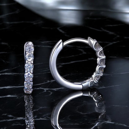 Elegant Dainty Sophia Hoop Earrings - Platinum Plated - Moissanite