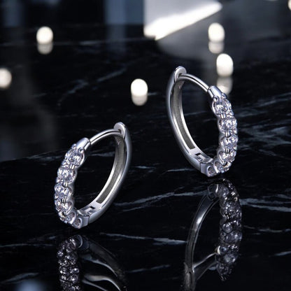 Elegant Dainty Sophia Hoop Earrings - Platinum Plated - Moissanite