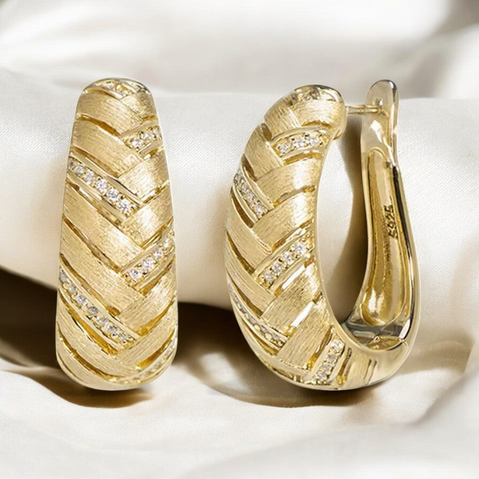 Luxury Alexis Hoop Earrings - Gold Vermeil Aura Diamonds