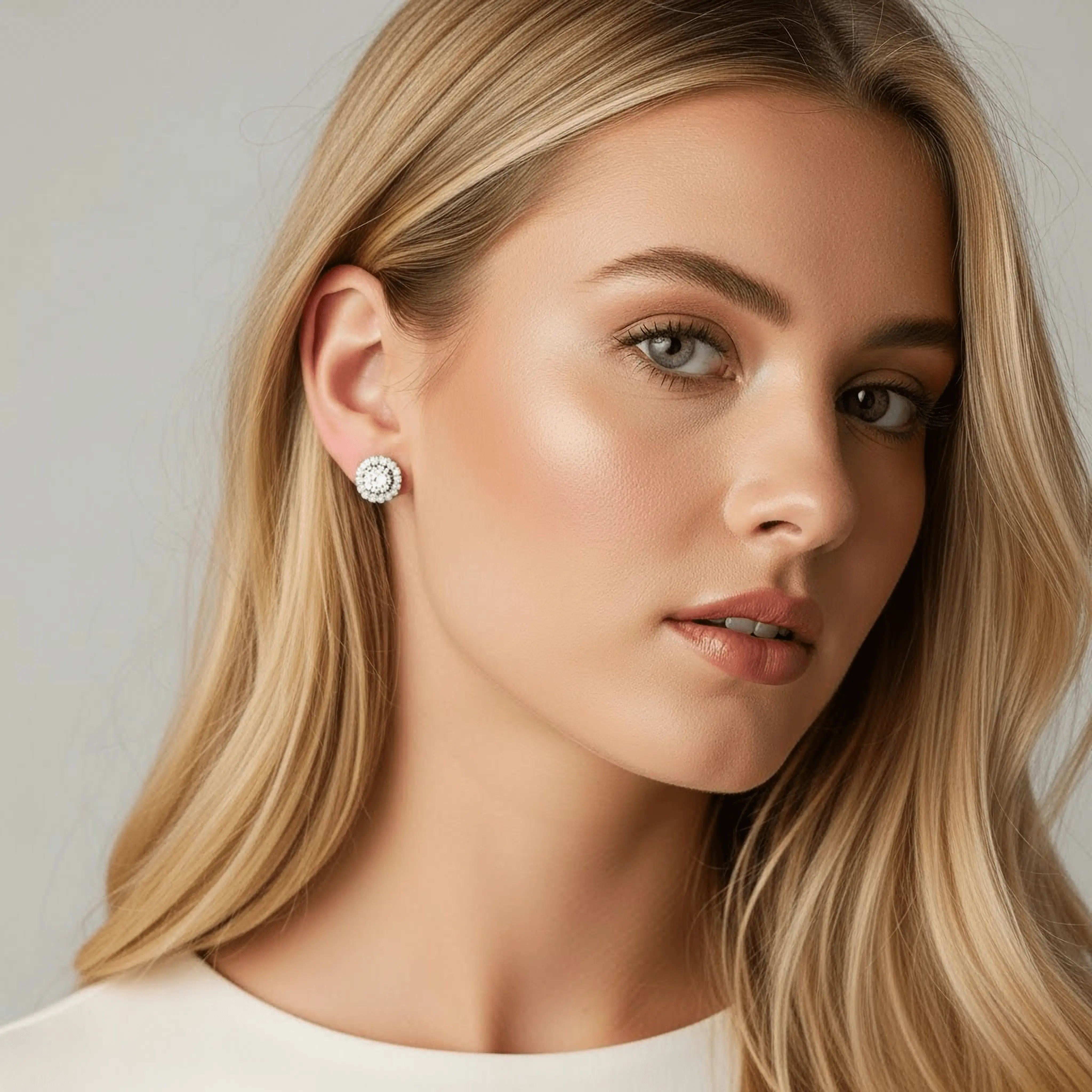 Chic Halo Stud Earrings - Moissanite - White Gold/Yellow Gold/Rose Gold [2x 1CT] Aura Diamonds