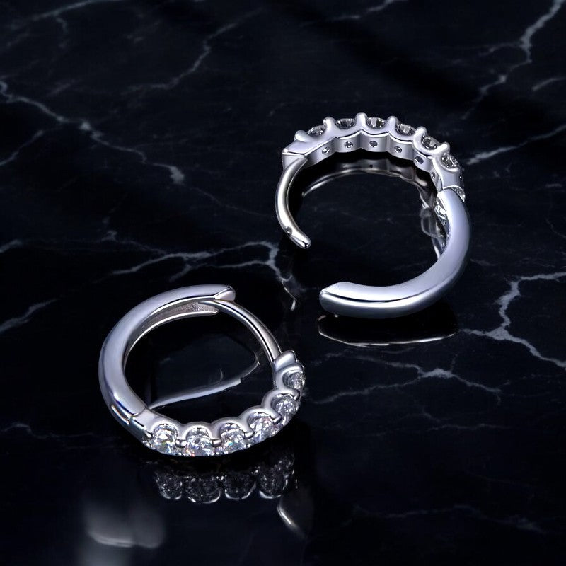 Elegant Dainty Sophia Hoop Earrings - Platinum Plated - Moissanite Aura Diamonds