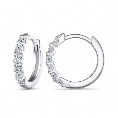 Elegant Dainty Sophia Hoop Earrings - Platinum Plated - Moissanite