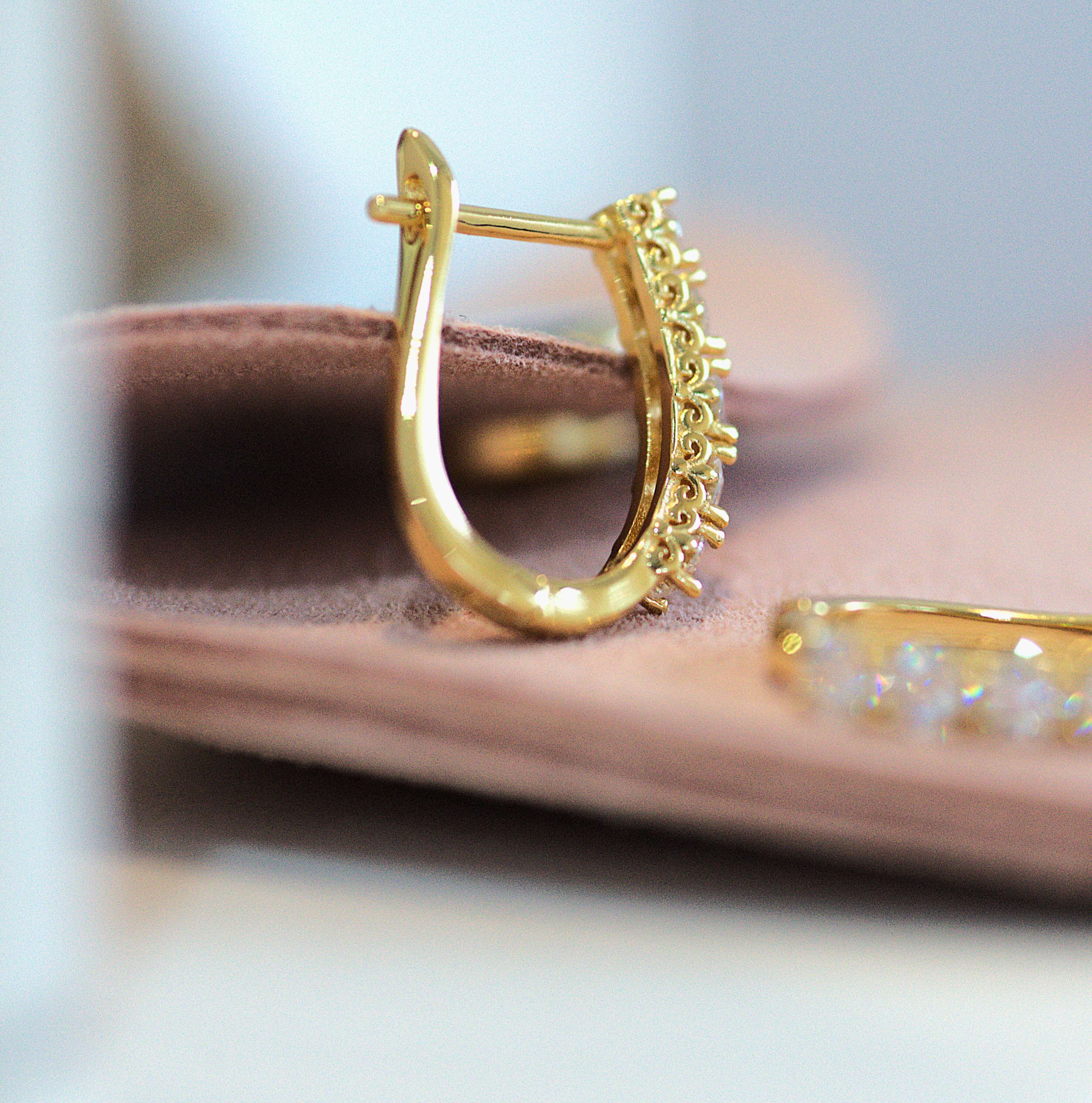 Luxury Tara Hoop Earrings - Gold Vermeil/Silver -Moissanite (Platinum Plated) Aura Diamonds
