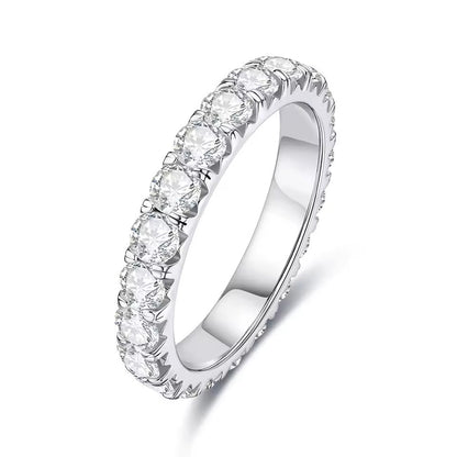 Luxury Infinity Ring/ Eternity Band- White Gold - Moissanite/Lab Diamond (Rhodium Plated)