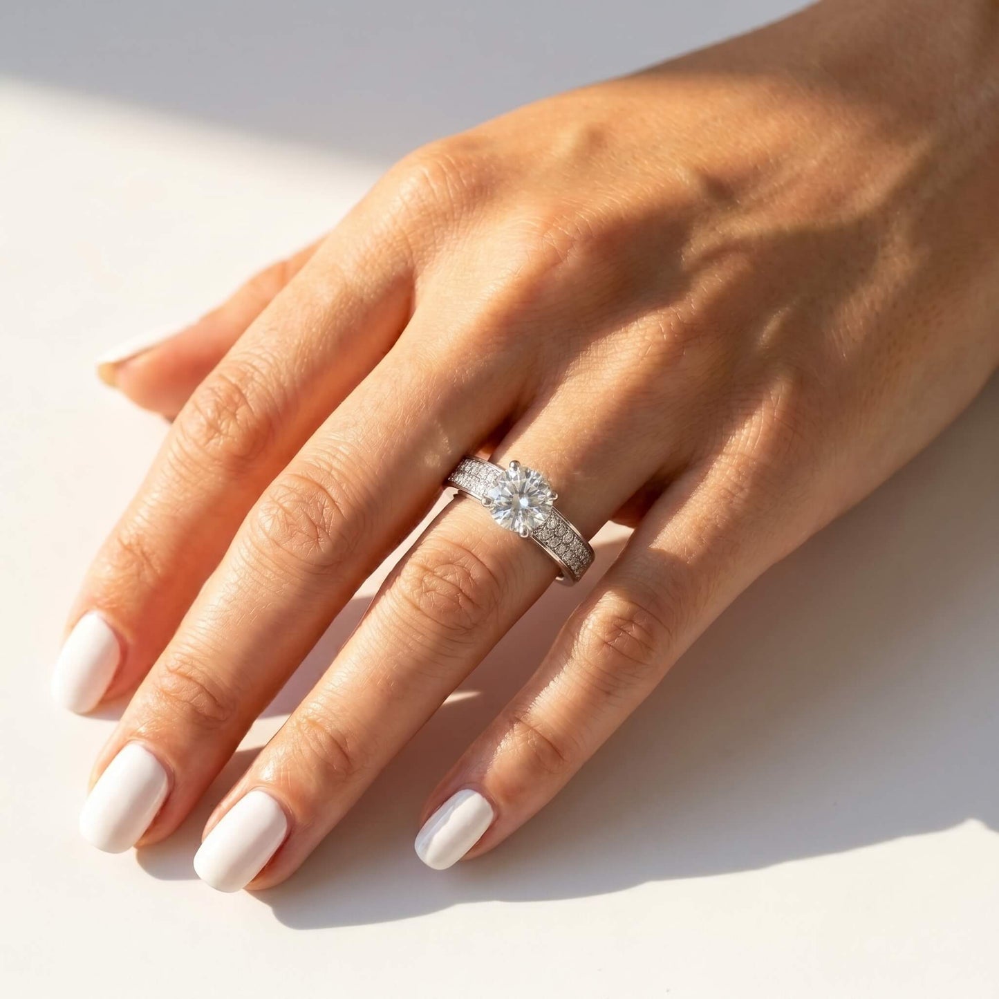 2 Carat Round Cut Statement Pavé Moissanite Ring
