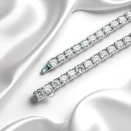 Men's Tennis Necklace | 66 Carat Weight | 6.5MM - Moissanite Diamond - White Gold [Protective Rhodium Plated]