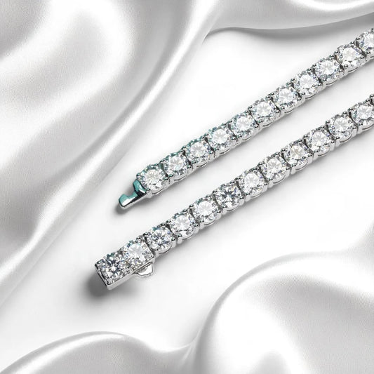 Men's Tennis Necklace | 66 Carat Weight | 6.5MM - Moissanite Diamond - White Gold [Protective Rhodium Plated]