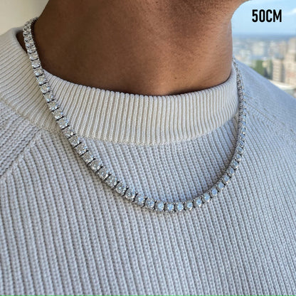 Men's Tennis Necklace | 66 Carat Weight | 6.5MM - Moissanite Diamond - White Gold [Protective Rhodium Plated]