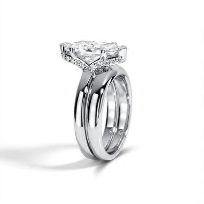 3 Carat Marquise Cut Moissanite Engagement Ring Set with Band