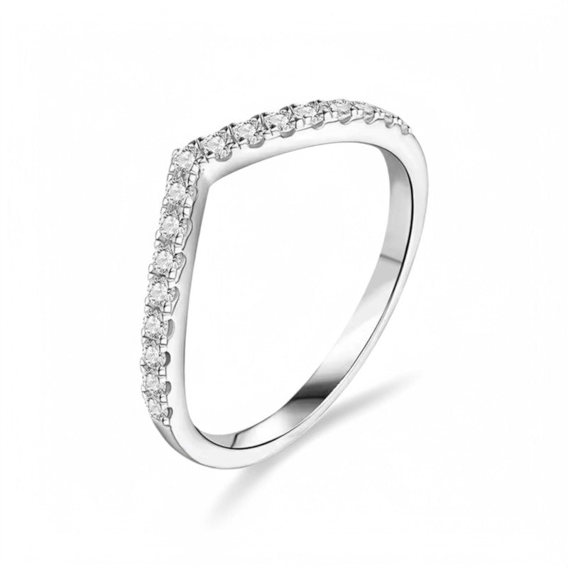 Elegant Rebecca Band - White Gold - Moissanite (Rhodium Plated)