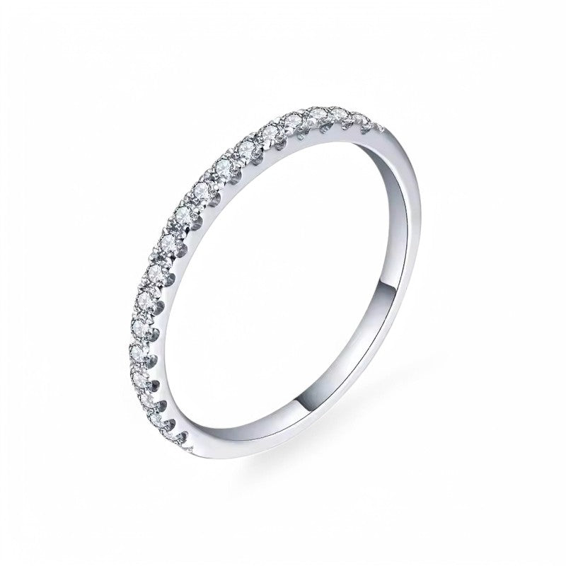 Elegant Megan Half-Eternity Band -Gold/Silver- Moissanite (Rhodium Plated) Aura Diamonds