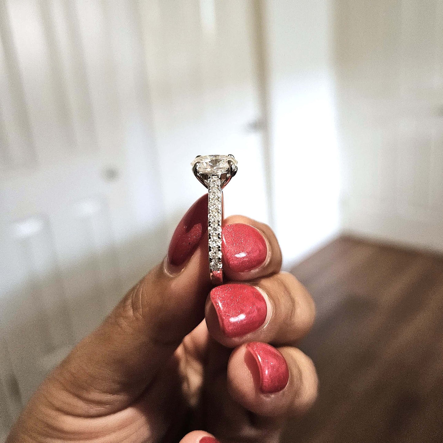 Elegant 2 Carat/3 Carat Oval Pavé Ring