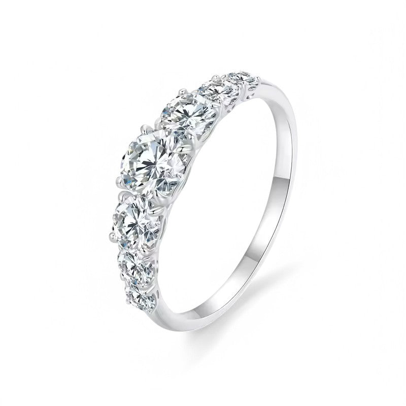 Aura Love Eternity Band with 7 Sparkling Moissanite Gems - Platinum Plated Aura Diamonds