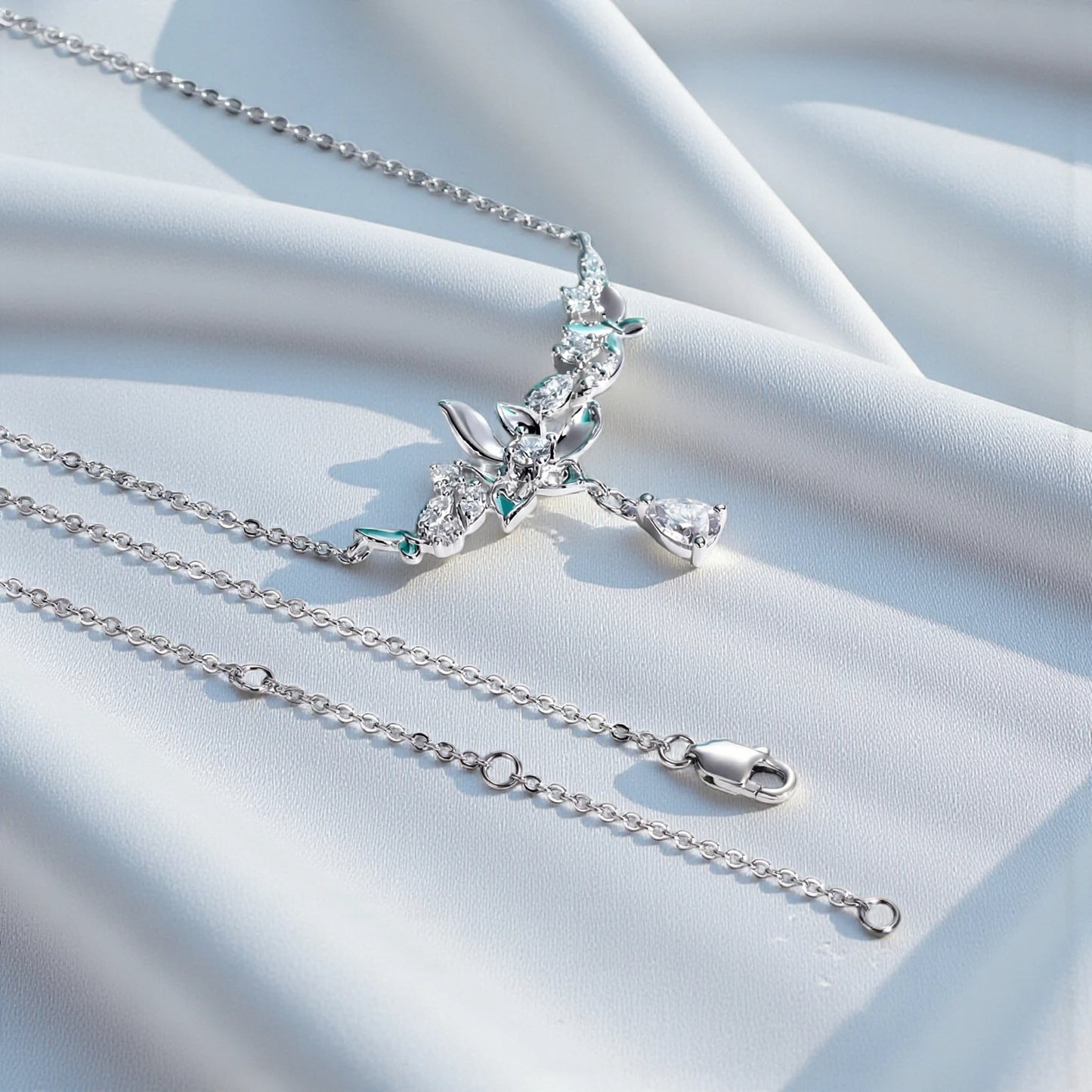 Chic Orchid Flower Pendant Necklace - Moissanite