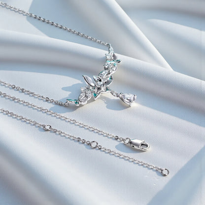 Chic Orchid Flower Pendant Necklace - Moissanite