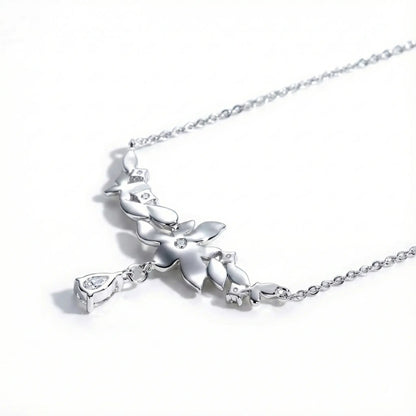 Chic Orchid Flower Pendant Necklace - Moissanite
