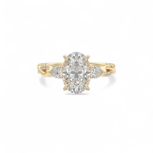 Elara Twisted Vine Oval Diamond Engagement Ring